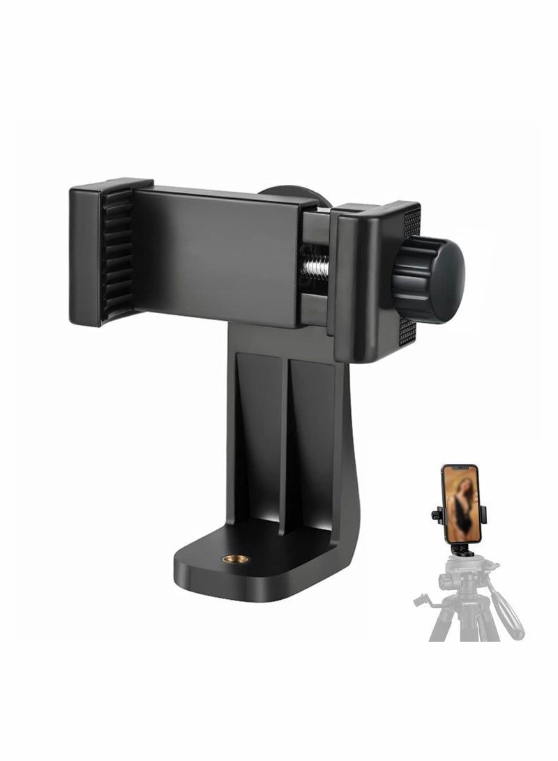 Universal Phone Tripod Mount Adapter for Smartphones with Rotating Vertical and Horizontal Features Compatible with Selfie Sticks and Monopods - Image 1