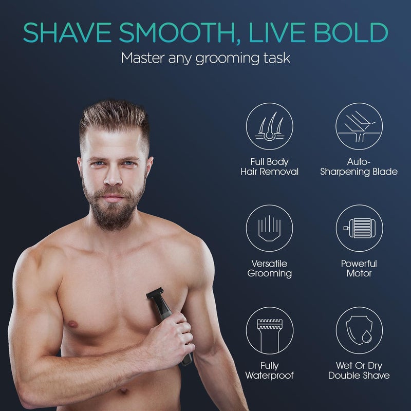 VOYOR Beard Trimmer for Men Electric Razor, Nose Face Body Hair Trimmer with Adjustable Length Combs All in 1 Rechargeable Mens Grooming Kit Cordless Electric Shaver Wet/Dry TX510 (Grey) - Image 2