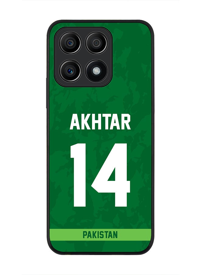 Stylizedd Rugged Black Edge Case for Honor X8A 4G, Slim fit Soft Case Flexible Rubber Edges Thin Cover - Player Name - Shoaib Akhtar, Jersey Number- 14 - Image 1