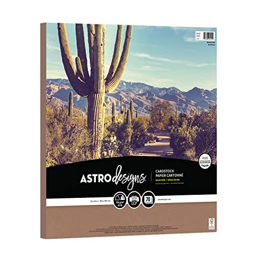 Astrodesigns Crafting Cardstock, 12" x 12", 65 lb/176 gsm, Kraft, 70 Sheets (91051) - Image 1