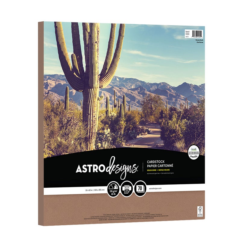 Astrodesigns Crafting Cardstock, 12" x 12", 65 lb/176 gsm, Kraft, 70 Sheets (91051) - Image 5