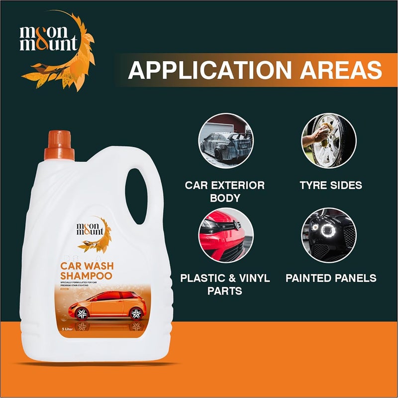 Moon & Mount Car Shampoo and Car Washing Liquid, Car wash shampoo, Safe for Cars, Trucks, Motorcycles, RVs, Wash Liquid for Car and Bike - 5 Liter (Orange) - Image 3