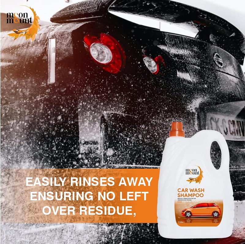 Moon & Mount Car Shampoo and Car Washing Liquid, Car wash shampoo, Safe for Cars, Trucks, Motorcycles, RVs, Wash Liquid for Car and Bike - 5 Liter (Orange) - Image 2