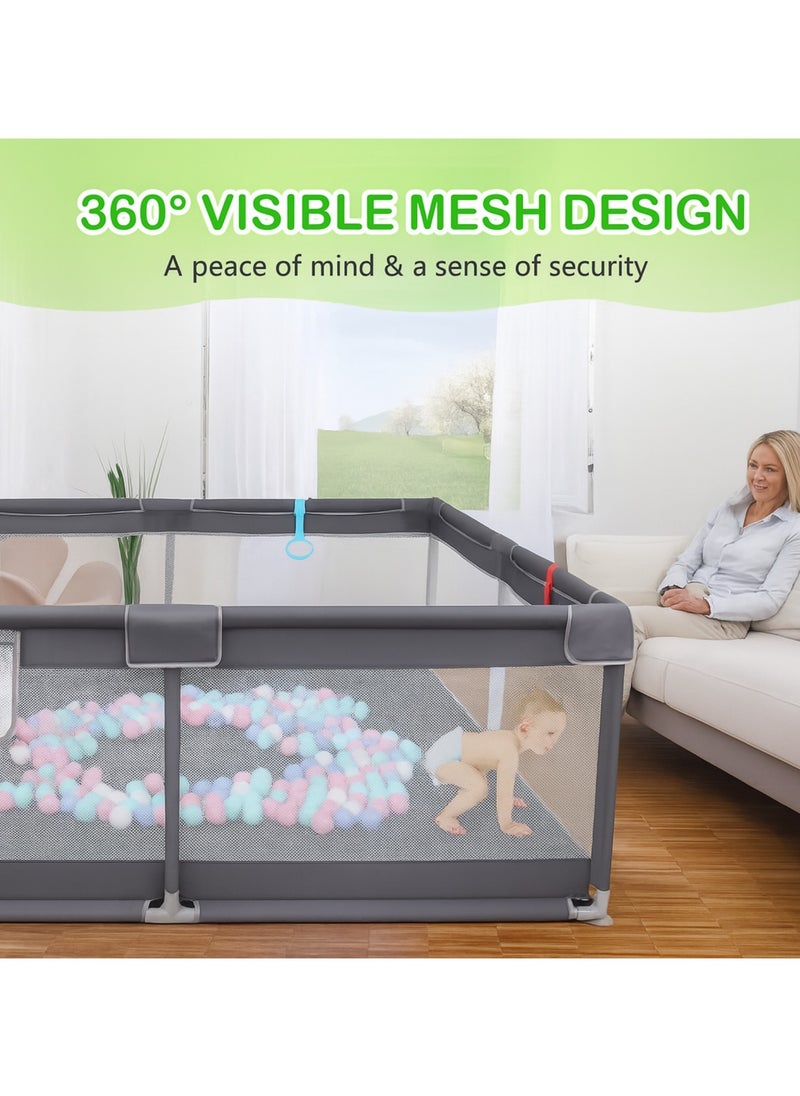 F.A.M.S Extra Large Baby Playpen 150×180 cm – 360° Breathable Mesh Sides, Anti-Slip Suction Base, 27" Height, with Carry Bag & Pull Rings – Indoor Safety Play Yard for Toddlers  - Image 2