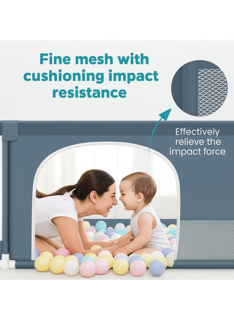 F.A.M.S Extra Large Baby Playpen 150×180 cm – 360° Breathable Mesh Sides, Anti-Slip Suction Base, 27" Height, with Carry Bag & Pull Rings – Indoor Safety Play Yard for Toddlers  - Image 4