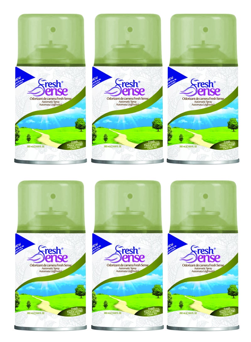 Fresh Sense CLEAN AIR Refill - PACK of 6 x 260ml - Automatic Spray Auto Spray Air Freshener for Home Bathroom Toilet Office Neutralizes Bad Odors FRESH SENSE - Image 1