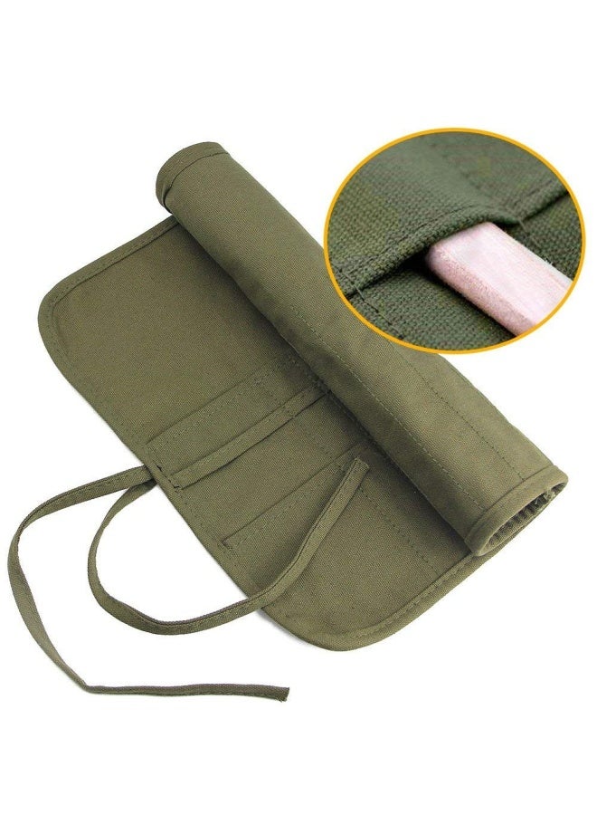 Generic Jtdeal Paint Brush Holder  22 Slots Paint Brush Storage For Acrylic Oil Watercolor Gouache Artist Paint Brush Roll Canvas Pouch Army Green  - Image 5