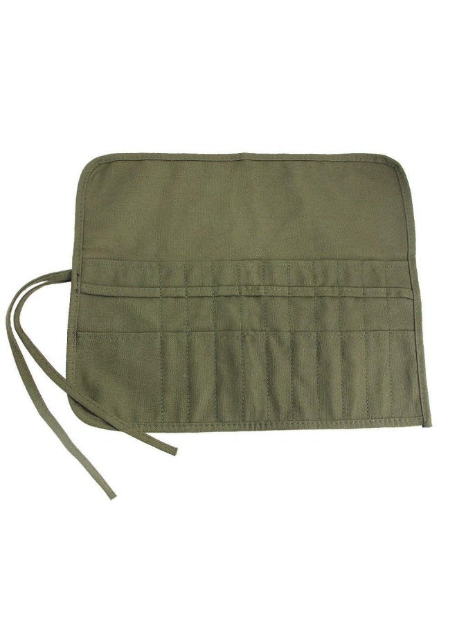 Generic Jtdeal Paint Brush Holder  22 Slots Paint Brush Storage For Acrylic Oil Watercolor Gouache Artist Paint Brush Roll Canvas Pouch Army Green  - Image 2
