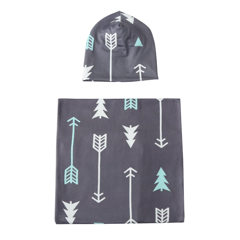 Galabloomer Newborn Swaddle Blanket with Beanie Set Baby Boy Receiving Blanket Gray Arrow - Image 3