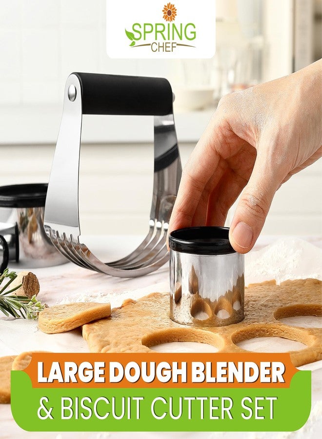 Spring Chef Large Dough Blender & Biscuit Cutter Set, Heavy Duty Stainless Steel Professional Pastry Cutter, Soft Grip, Black - Image 2