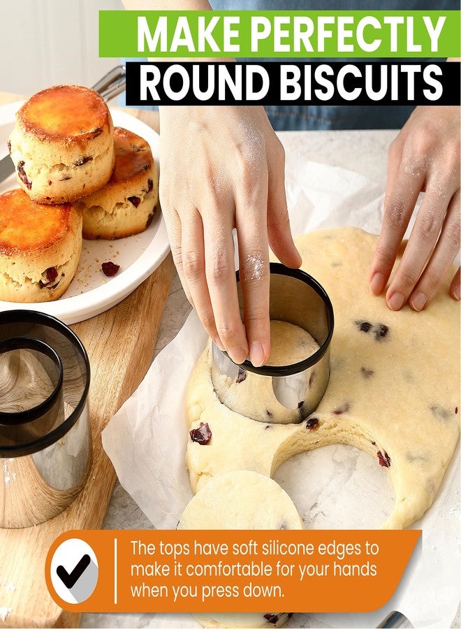 Spring Chef Large Dough Blender & Biscuit Cutter Set, Heavy Duty Stainless Steel Professional Pastry Cutter, Soft Grip, Black - Image 4