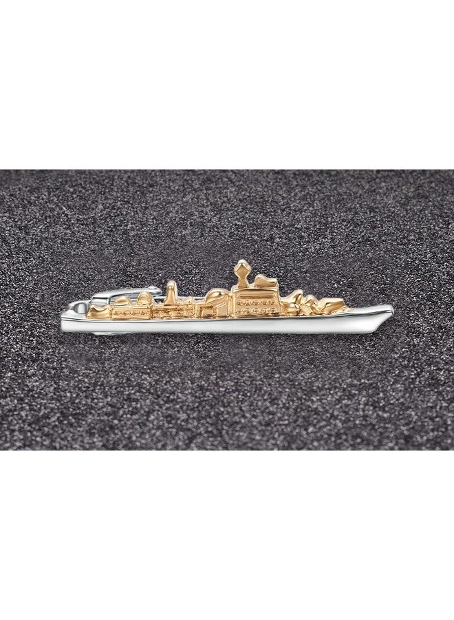Yoursfs Cruise Ship Tie Clip For Men Bus White Gold Plated Rectangular Shirt Clip Party Men'S Unique Design Stainless Steel Shirt Clip For Birthday Boys - Image 5