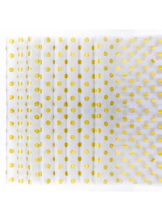 Teemico 50 Sheets Polka Dots Tissue Paper Gold Foil Dot Wrapping Paper Metallic Wrapping Tissue Paper Polka Dot Gift Bags Wrapping Paper, 20x 28 inches - Image 1