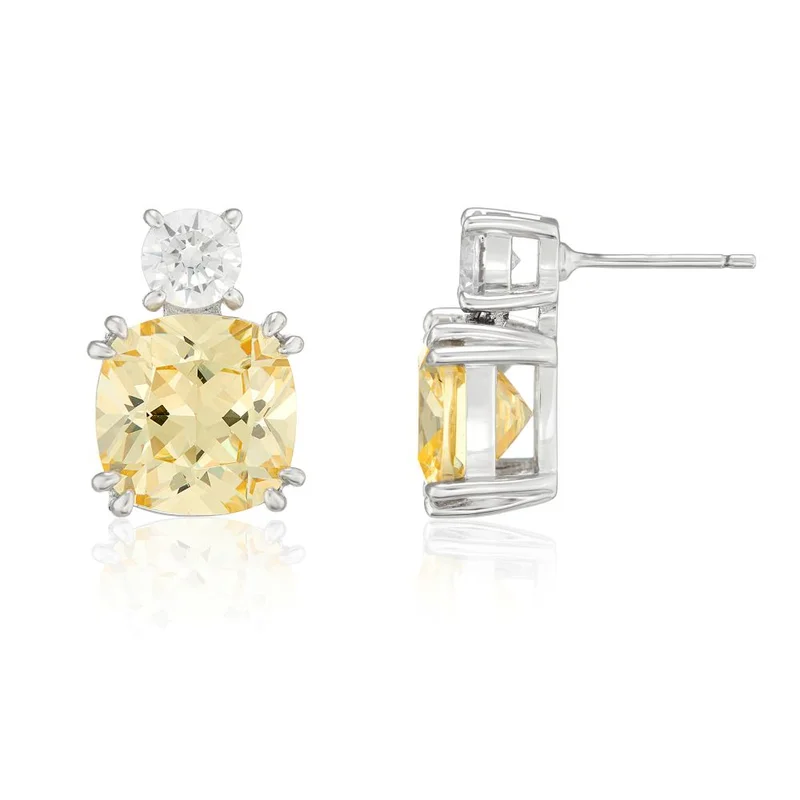باكلي لندن BUCKLEY LONDON THE FLAWLESS COLLECTION - CANARY CUSHION MEGHAN DROP EARRINGS