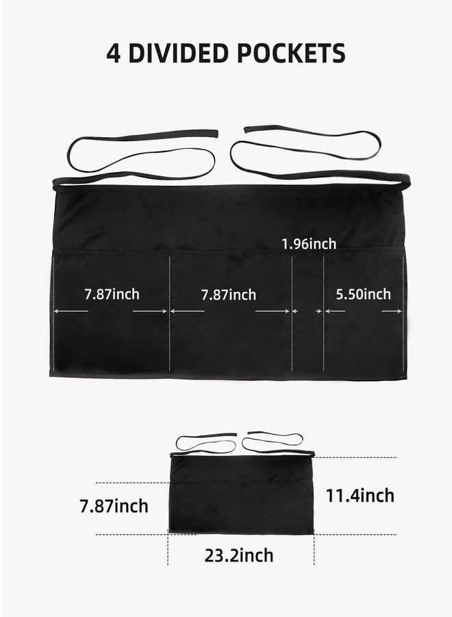 Argstar 2 Pack Black Server Apron with 4 Pockets, Waterdrop Resistant Waitress Waiter Waist Aprons - Image 2
