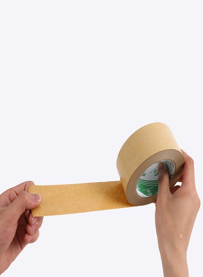 Maxmoral 2 Inch Wide 55 Yards Long Self Adhesive Photo Frame Backing Tape Roll Picture Framing Canvas Craft Kraft Paper for Packaging Binding Stitching Carton Sealing - Image 3