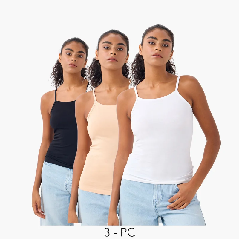 سبلاش فيڤ Set of 3 - Camisole with Scoop Neck and Spaghetti Straps