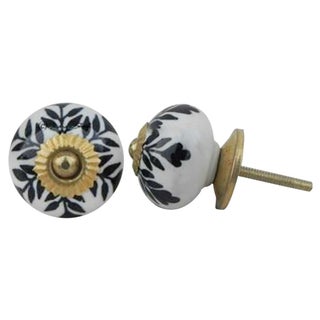 IndianShelf 8 Piece Black Knobs Ceramic Knobs Leaf Handle for Wardrobe 381 cm Door Pulls - pzsku/Z58D25D03E1F205AF2D7DZ/45/1745820462/dcd355a7-d7ab-487a-b91f-ed2e71968a38