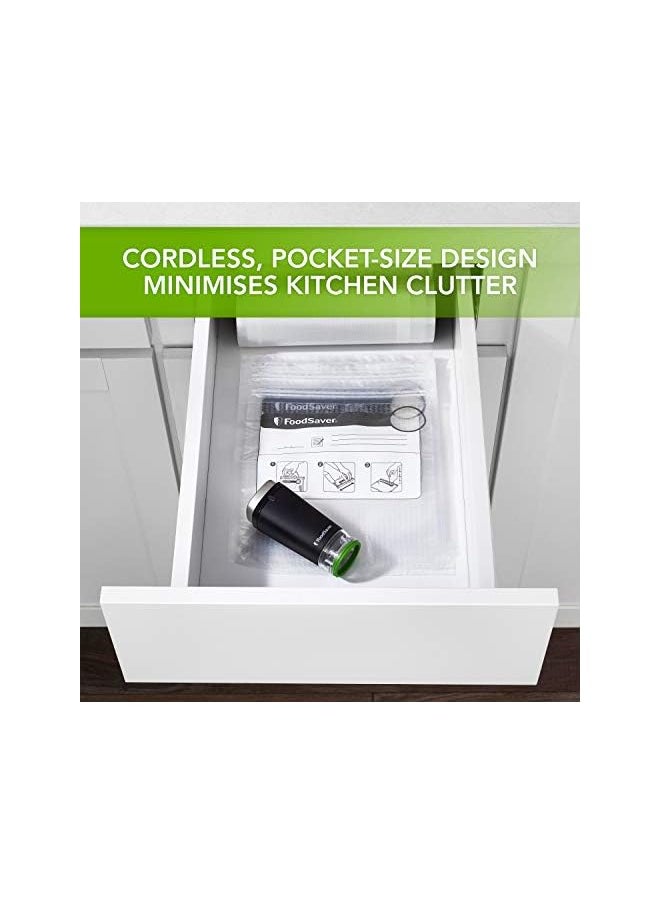 FoodSaver Handheld Cordless Food Vacuum Sealer Machine | With Charging Dock, 1 Vacuum Container And 10 Zipper Vacuum Bags | Vs1199 | Black/Silver  - Image 3