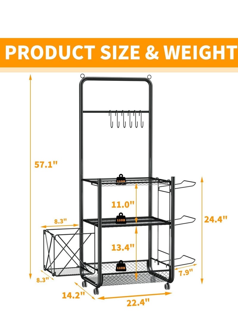 PENG GENERAL Home Gym Sports Equipment Organizer, Yoga Mat Dumbbell Kettlebells Rack with Sturdy and Lockable Casters  - Image 5