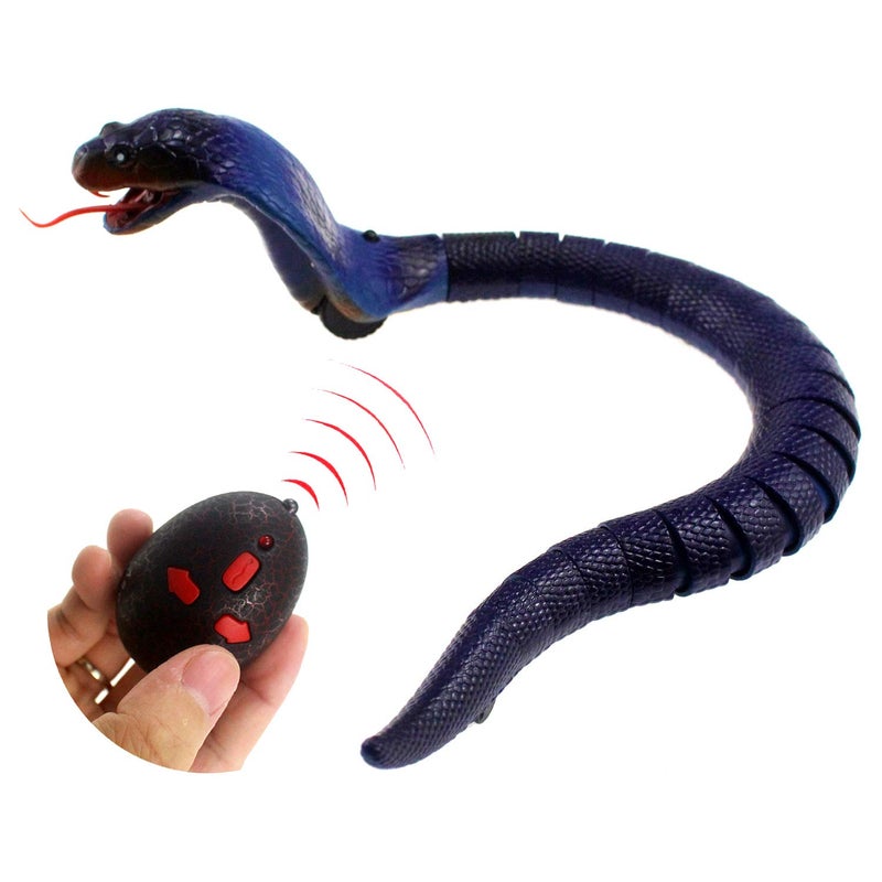 Tipmant RC Snake Infrared Remote Control Cobra Fake Realistic Naja Animal Crawling Vehicle Scary Trick Kids Halloween Christmas Prank Toys Birthday Gifts Blue - Image 2
