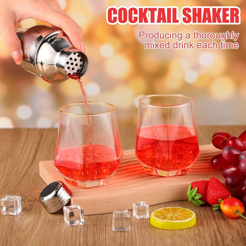 Nitial 9 Pcs Bar Cocktail Shaker Professional Stainless Steel Martini Drink Mixer Built-in Strainer for Bartending No Leaks Boston Shaker for Bar Party Drink Tool(Silver,8 oz) - Image 4