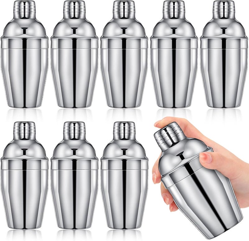 Nitial 9 Pcs Bar Cocktail Shaker Professional Stainless Steel Martini Drink Mixer Built-in Strainer for Bartending No Leaks Boston Shaker for Bar Party Drink Tool(Silver,8 oz) - Image 1