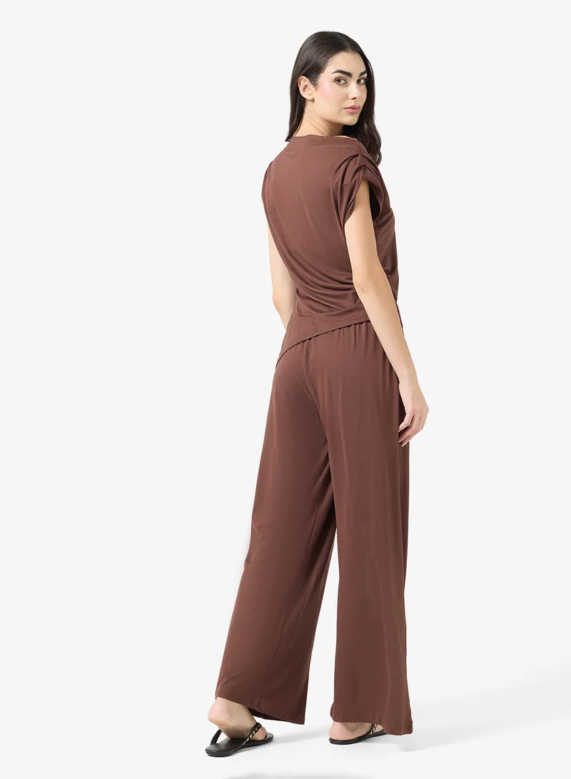 Ginger Basics Assymetric Comfy Longline Top & Straight Fit Pant Lounge Set