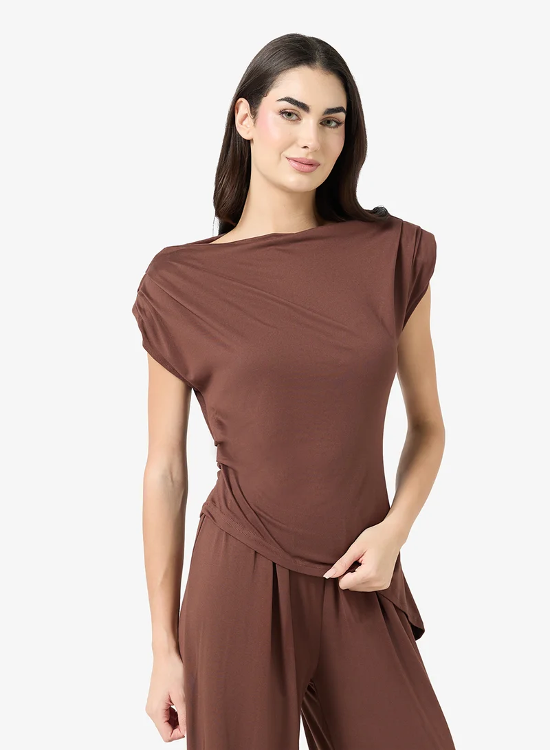 Ginger Basics  Assymetric Comfy Longline Top & Straight Fit Pant Lounge Set for Women | Best Price UAE