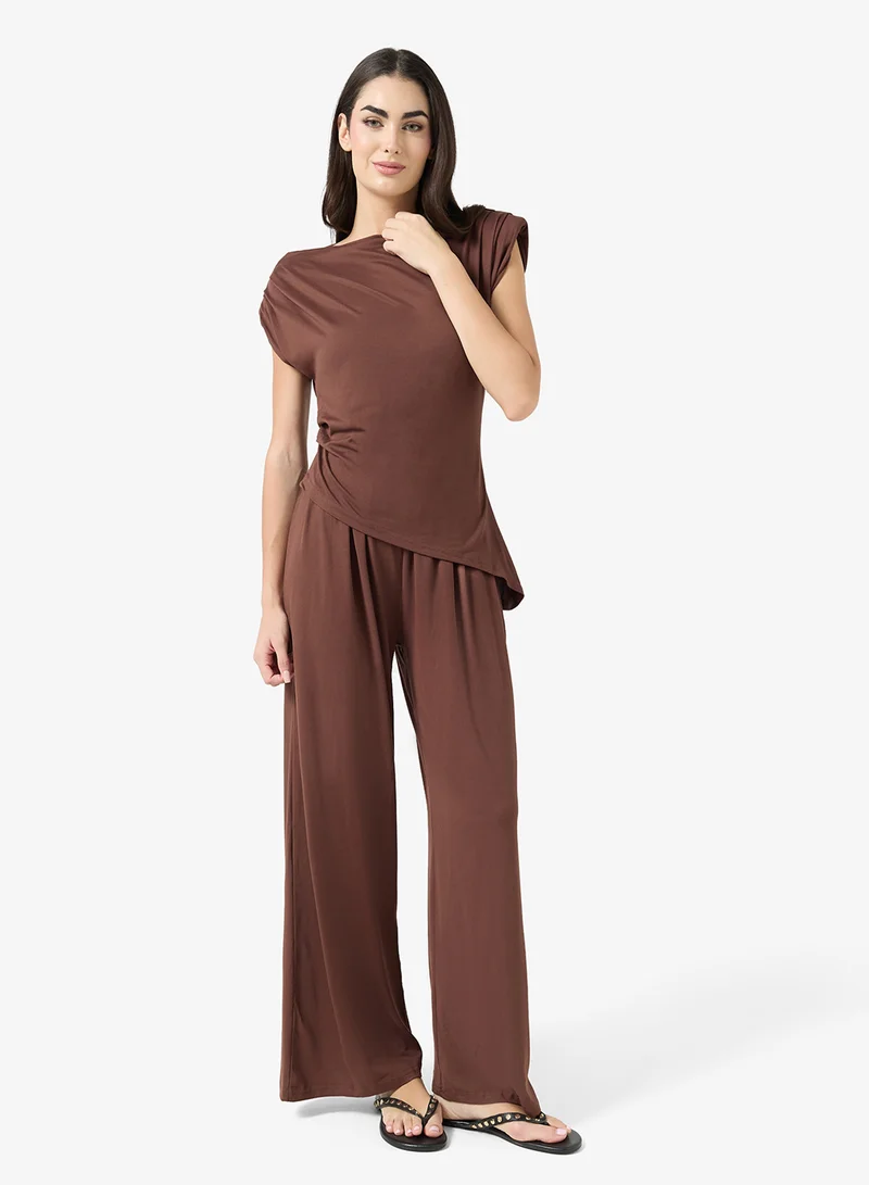 Ginger Basics Assymetric Comfy Longline Top & Straight Fit Pant Lounge Set