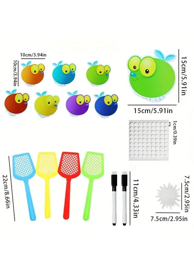 Interactive Fly Swatter Game 24 Cards 4 Color Swatters Sticky Pads 2 Pens - Image 3