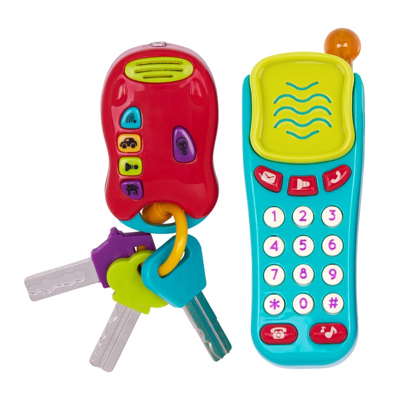 Battat â€“ Sensory Toys â€“ Pretend Phone & Keychain â€“ Toddler Light â€“ Up Toy Car Keys â€“ 10+ Months+ - Light & Sound - Image 1