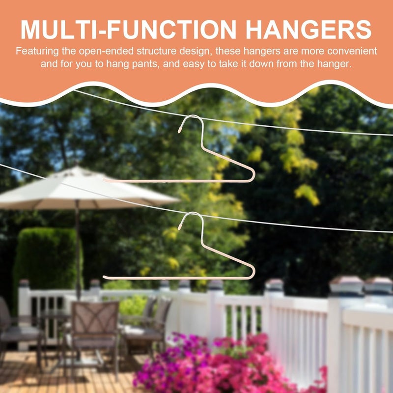 6pcs Open Ended Pants Hangers with Thickened Metal Plastic Coating, 36.5cm Round Hook Trouser Rack for Home Closet Storage, Multipurpose Scarf and Tie Organizer in Beige and White - Image 3