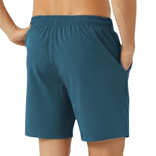 NINQ Men’s Sports Shorts Pack of 3 | Men Half Pant & Sports Short for Men | Gym Wear, Casual Men Short with Elastic Waistband & Pockets (in, Alpha, XL, Regular, T.Blu+L.Grey+Navy) - Image 3