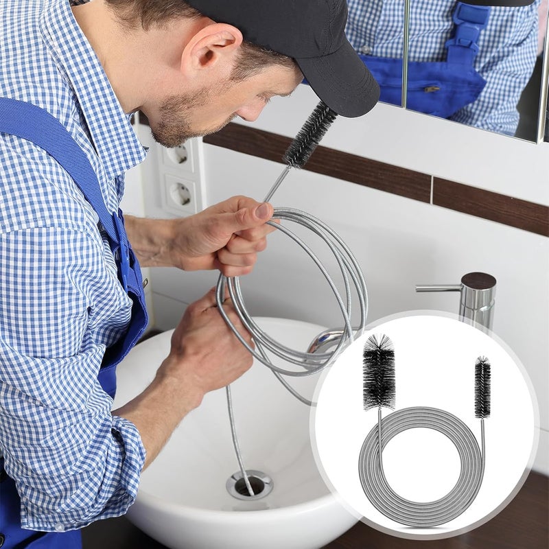 Zocipro فرشاة تنظيف أنبوب التغذية المرنة Zocipro، فرشاة تنظيف أنابيب طويلة متعددة الوظائف، فرشاة تنظيف أنبوب تصريف مرنة لتصريف الحمام والثلاجة وحوض السمك وفتحة التصريف - Image 3