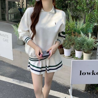 Casual Sports suit Short Skirt Spring and Autumn Fashion Striped Academy Style Sweet Spice Girl Sweatshirt Pleated Skirt Two-piece Set Sweatshirt - pzsku/Z58D2B6955CD49EC4750AZ/45/1746231600/667dbadf-f927-4c40-a5cc-60eb145325c5