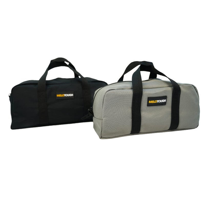 MELOTOUGH Utility Tool Tote bag Combo Kit-Includes 2 Medium Tool Organizer Bags for Electrician, Plumbing, Gardening, HVAC & More (14 inch,Black&Grey) - Image 1