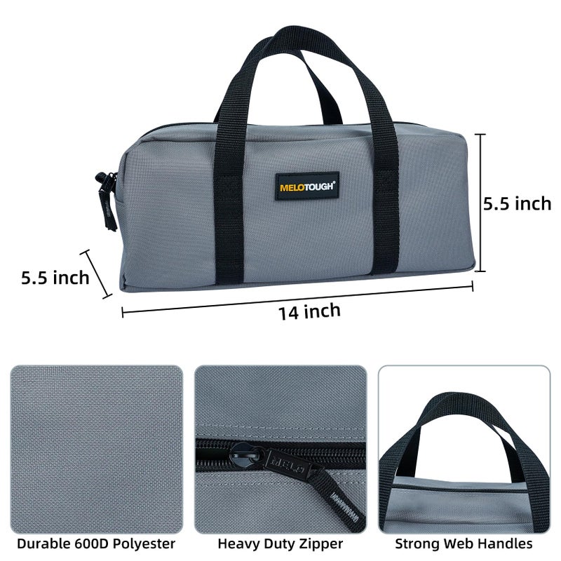 MELOTOUGH Utility Tool Tote bag Combo Kit-Includes 2 Medium Tool Organizer Bags for Electrician, Plumbing, Gardening, HVAC & More (14 inch,Black&Grey) - Image 2