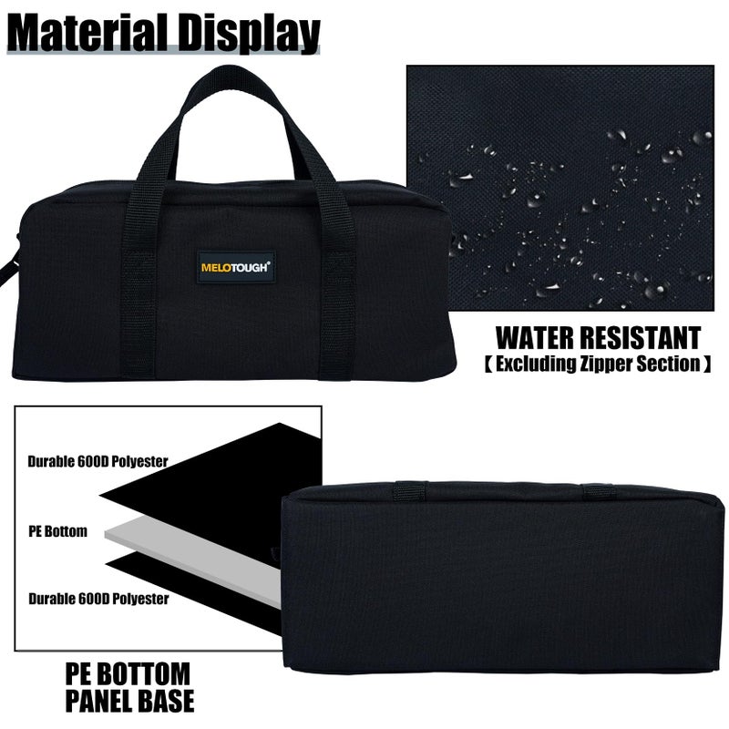 MELOTOUGH Utility Tool Tote bag Combo Kit-Includes 2 Medium Tool Organizer Bags for Electrician, Plumbing, Gardening, HVAC & More (14 inch,Black&Grey) - Image 3
