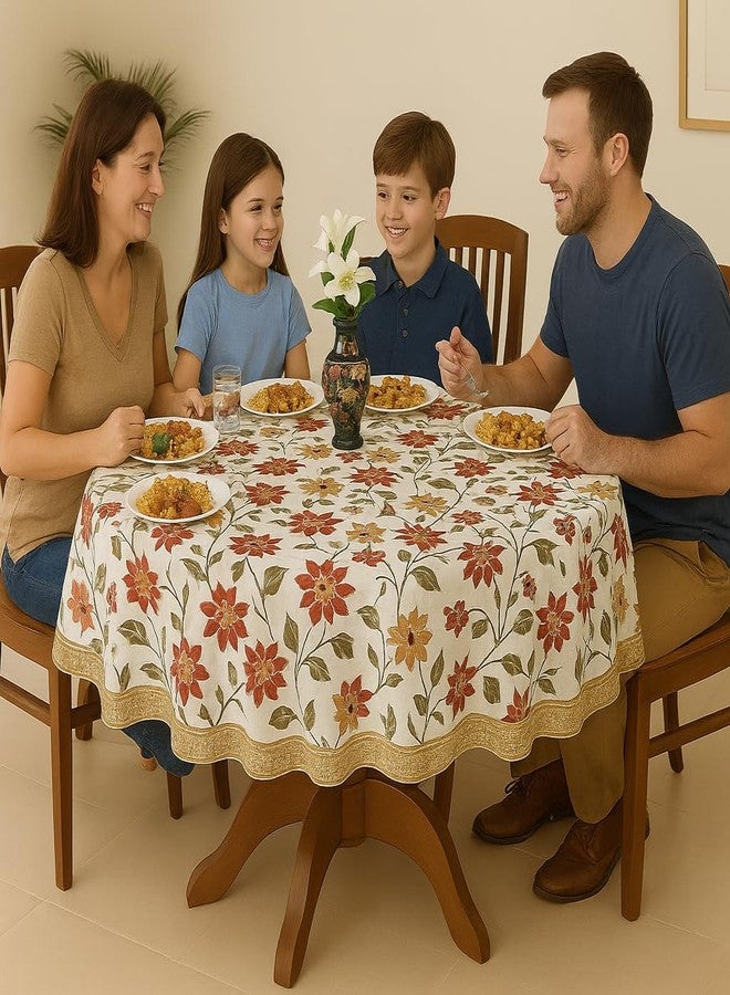 Homerz غطاء طاولة دائري فاخر من هومرز، قطر 60 بوصة، مقاوم للماء وسهل التنظيف، ضمان لمدة عامين من العلامة التجارية (براون لوتس جديد) - Image 2