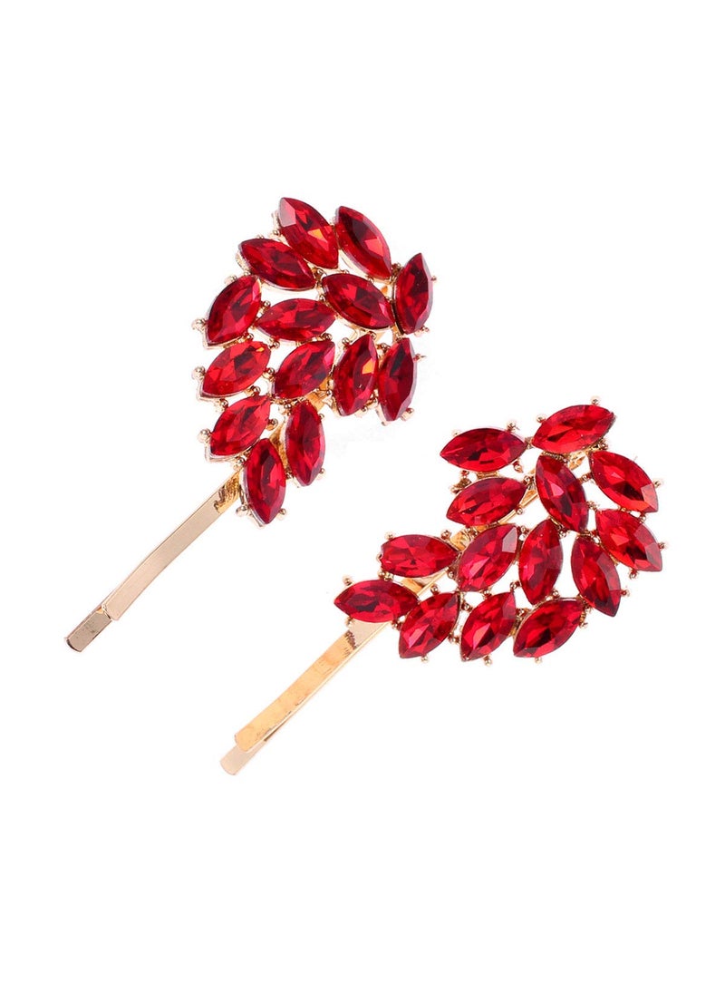 Suoirblss 2PCS Women Lady Rhinestone Hair Clips Wing Graphics Hairpin Side Clip Bobby Pin Hair Accessories Red 