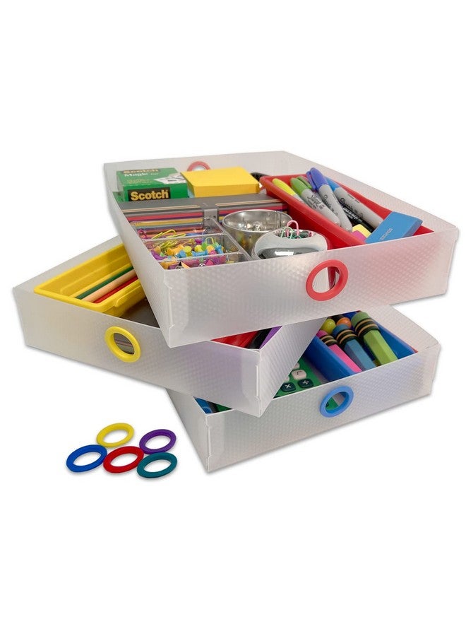 Ultimate Office Tierdrop Supply Drawers Measure 9W X 12D X 2 1/4 Inches High For Desk Accessories And Supplies Set Of 3 Includes Colorcoded Finger Rings For Fast And Easy Access To Contents - Image 1