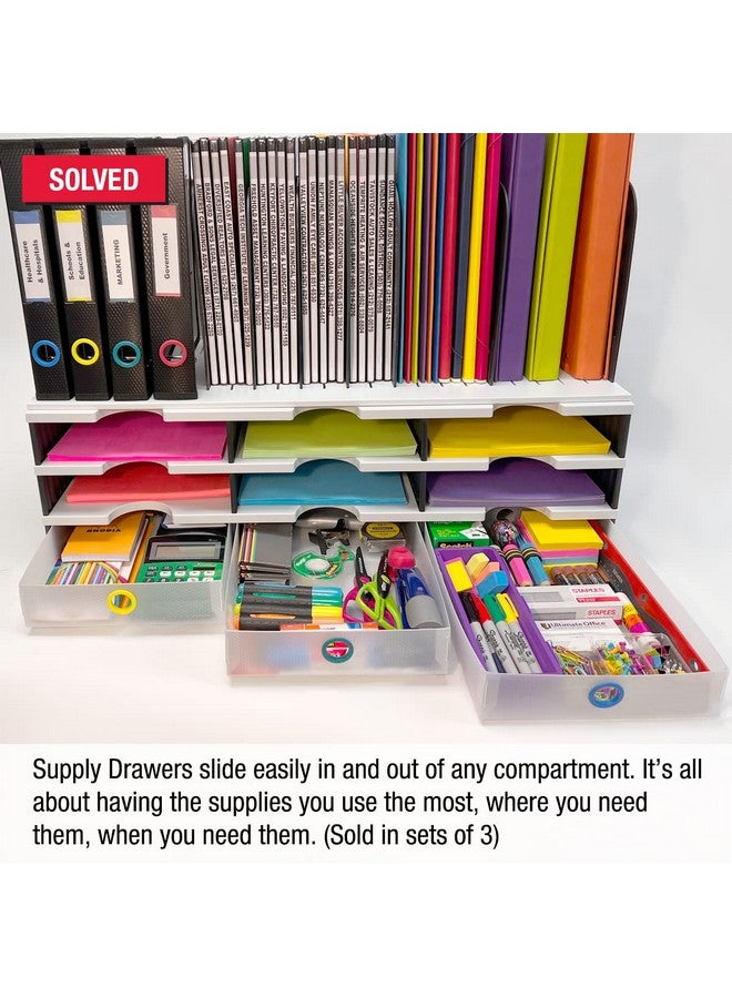 Ultimate Office Tierdrop Supply Drawers Measure 9W X 12D X 2 1/4 Inches High For Desk Accessories And Supplies Set Of 3 Includes Colorcoded Finger Rings For Fast And Easy Access To Contents - Image 3