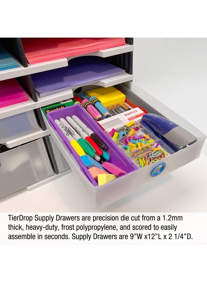 Ultimate Office Tierdrop Supply Drawers Measure 9W X 12D X 2 1/4 Inches High For Desk Accessories And Supplies Set Of 3 Includes Colorcoded Finger Rings For Fast And Easy Access To Contents - Image 4