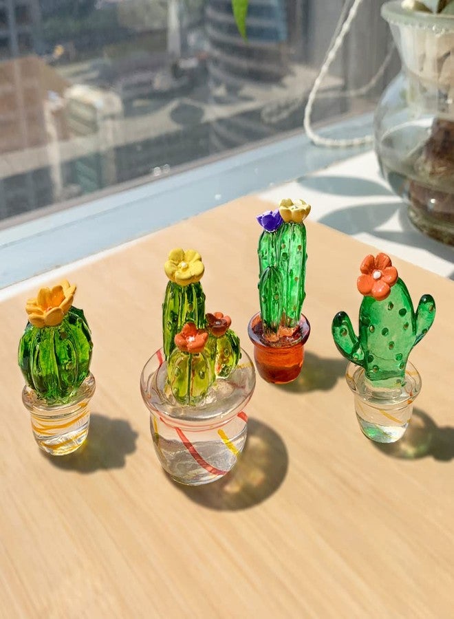 JARPSIRY 4PCS Handmade Mini Resin Cactus Cute Miniature Cacti Figurines Home Office Desk Tabletop Simulation Plants Decorations Car Interior Dashboard Ornaments - Image 2