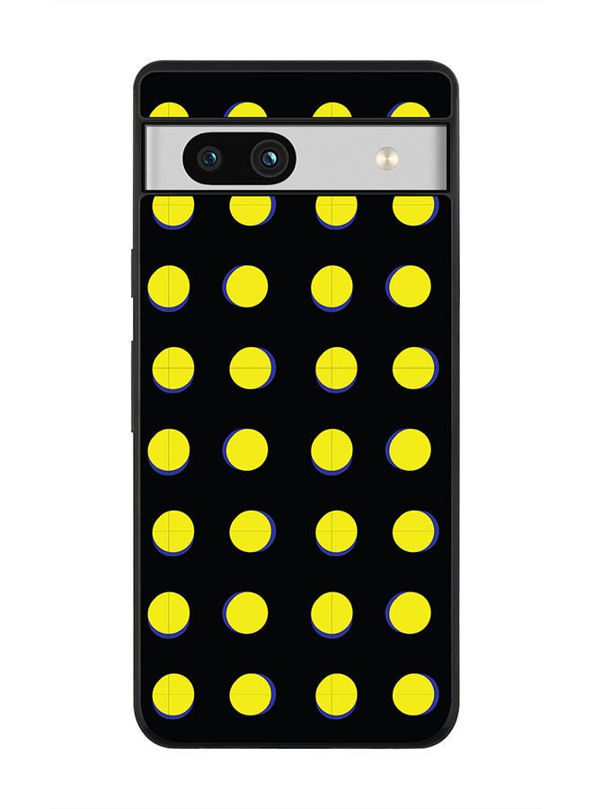 Stylizedd Rugged Black edge case for Google Pixel 7a 5G Slim fit Soft Case Flexible Rubber Edges Anti Drop TPU Gel Thin Cover -  Yellow Dots - Image 1