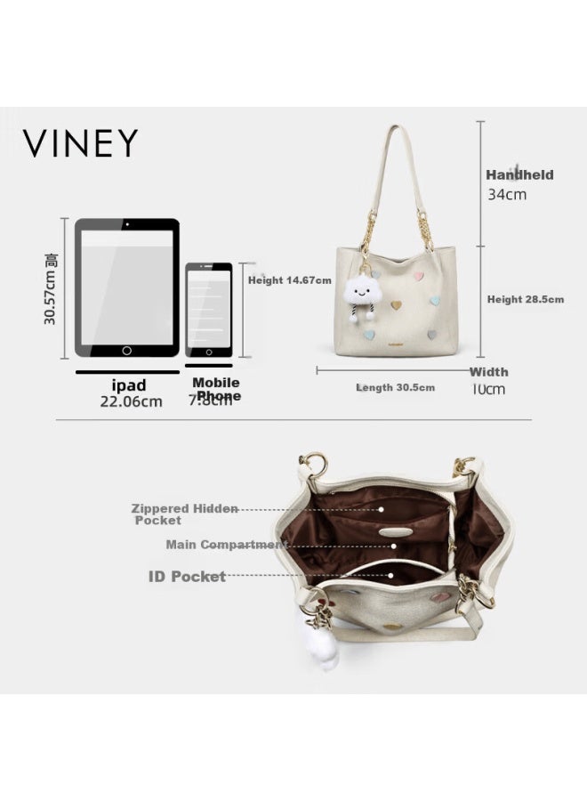 Viney Women's Leather Large Capacity Tote Bag Luxury Shoulder Bag Birthday Gift For Girlfriend Wife - Image 5