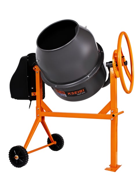 Cement Mixer 850W with Tank Capacity 200L, Portable Concrete Cement Mixing Machine for Stucco, Mortar Seeds, Feed, Safe and User-Friendly, Electric Cement Mixer Machine for Stucco with Wheel and Stand