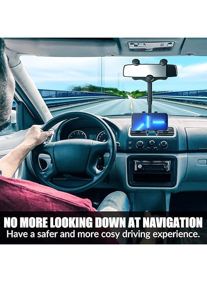 S-TOP 360°Rotatable Retractable Car Phone Holder, Car Rearview Mirror Bracket, Multifunctional Adjustable Universal Phones Holder, Universal Phone GPS Phones Mount Holders for All Smartphones - Image 4