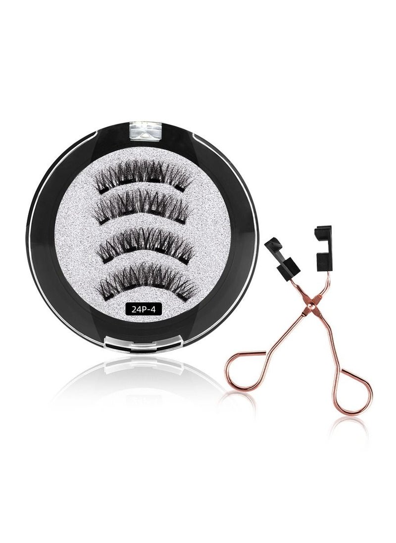 Magnetic - Magnetic Eyelashes- Magnet Fiber Eyelashe Reusable 3D False Eye lashes Makeup Magnetique Tweezers (24P 1Pack) - Image 1